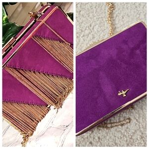 Disney Aladdin Call It Spring Removable Strap Purple Suede Clutch Bag